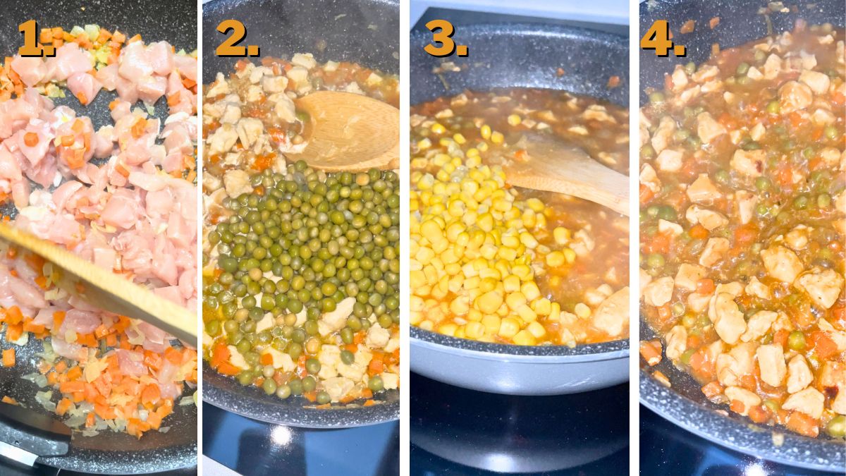 Making the Filling for Deep Fried Chicken Pot Pie