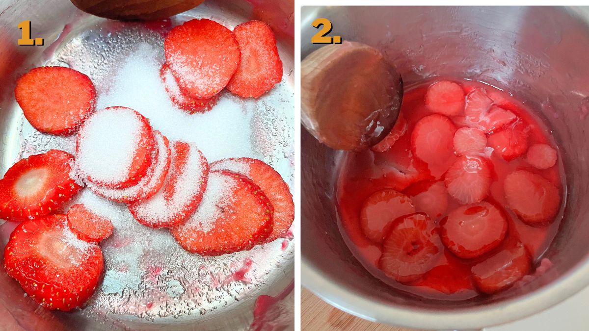Making the Glaze for Heart Shaped Cheesecake