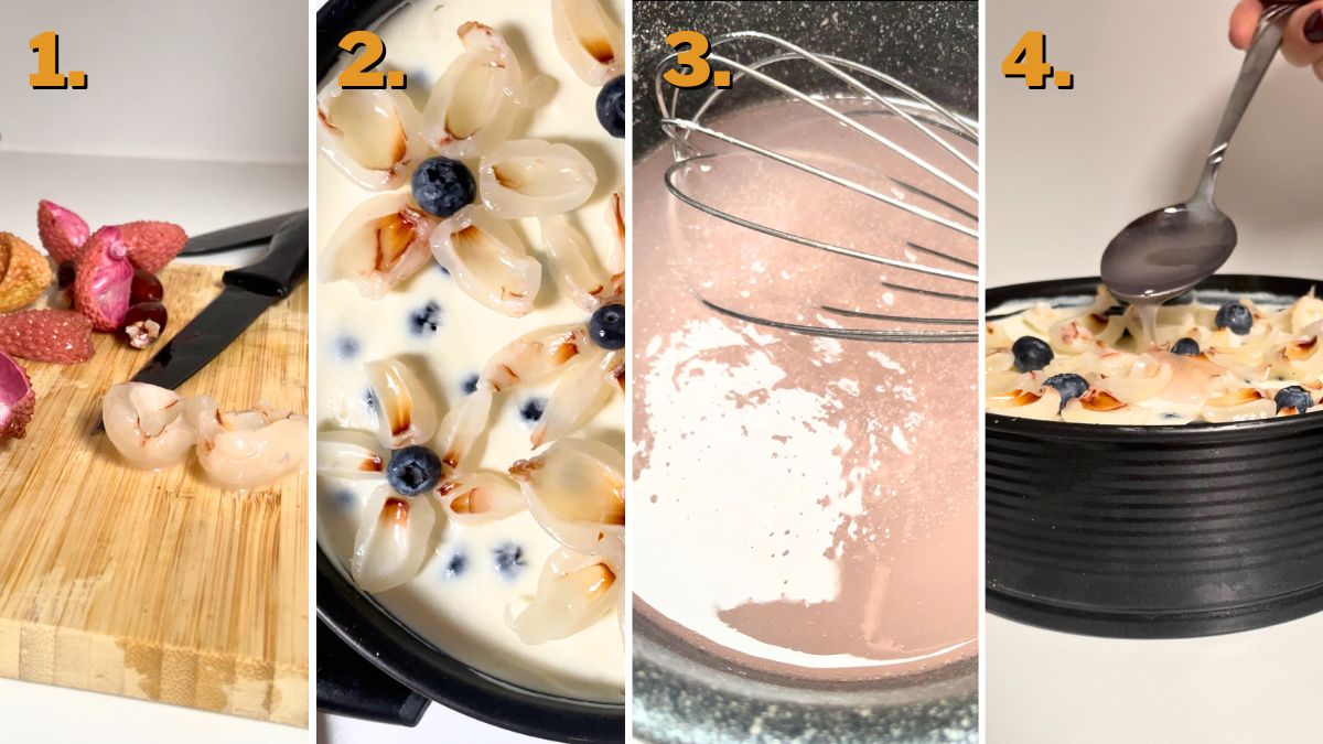 Making the Topping for Lychee Cheesecake