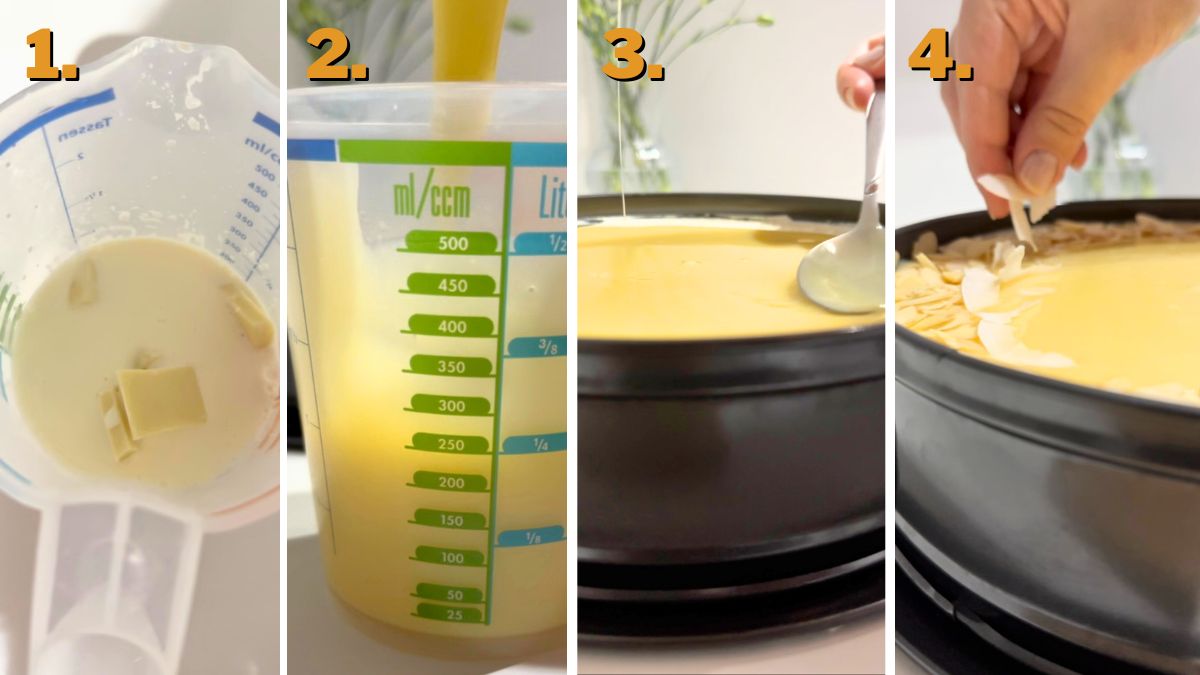 Making the White Chocolate Ganache for Ferrero Raffaello No Bake Cake