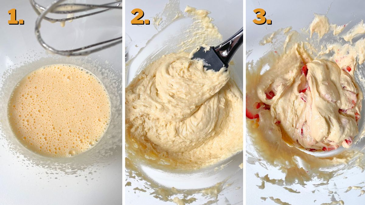 Mixing the Batter for Strawberry Crunch Cupcakes