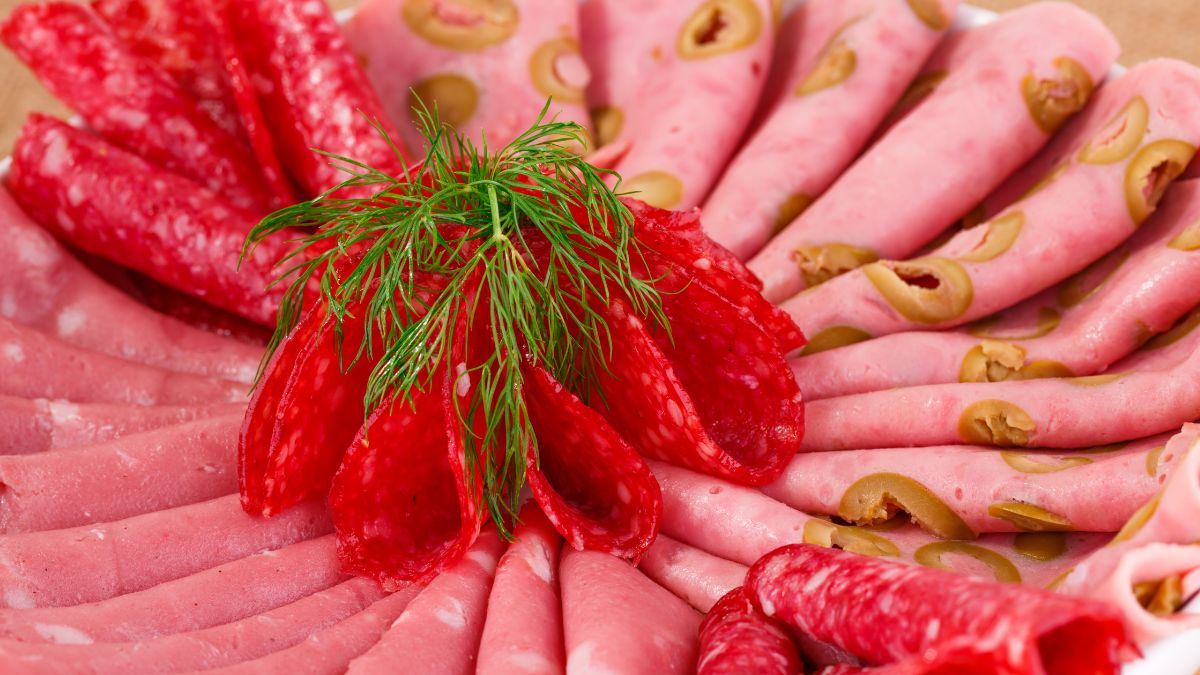 Mortadella and salami served on a platter