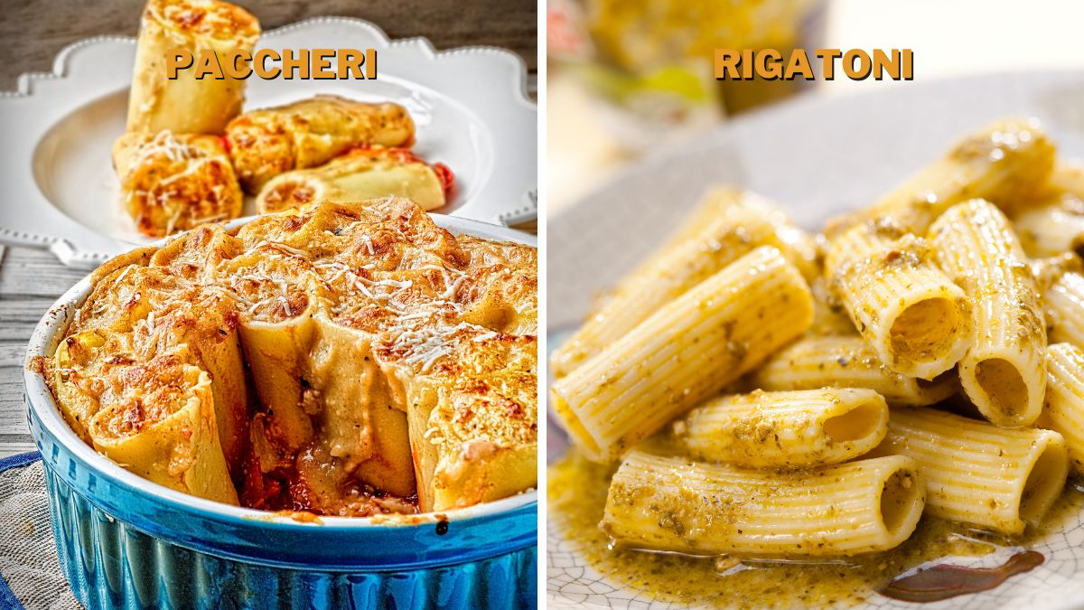 Paccheri in a casserole vs. Rigatoni with pesto
