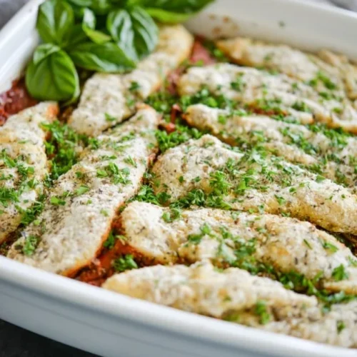 Paleo Chicken Parmesan Casserole Fed and Fit 3 660x988 1