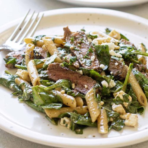 Pasta with Steak and Spinach 3