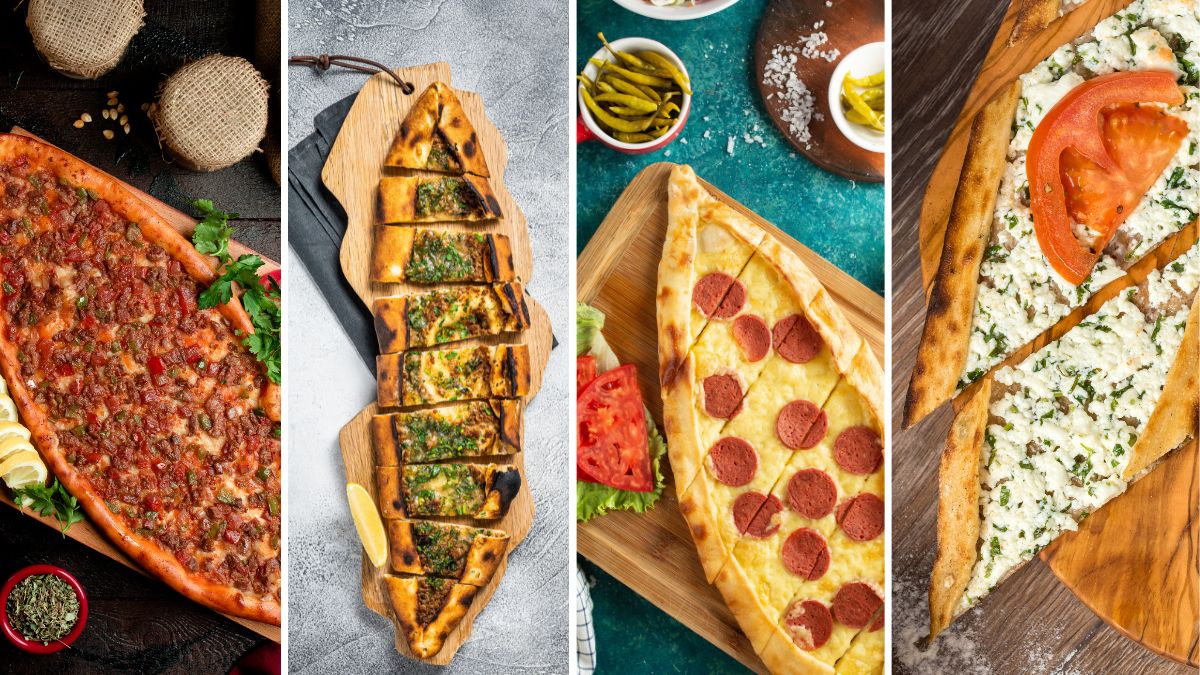 Pide can be topped with almost anything — pictured here are only four options