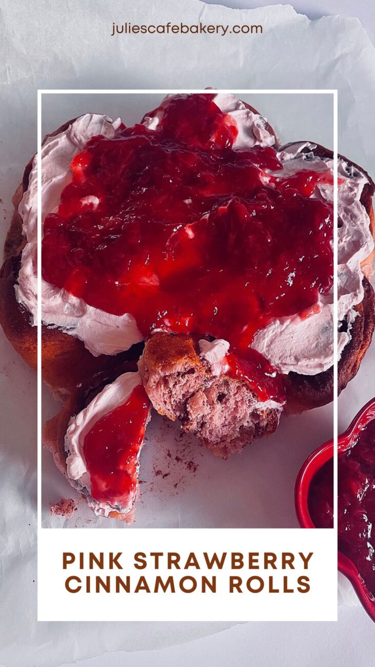 Pink strawberry cinnamon rolls
