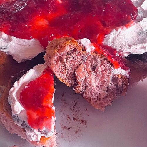 Pink strawberry cinnamon rolls