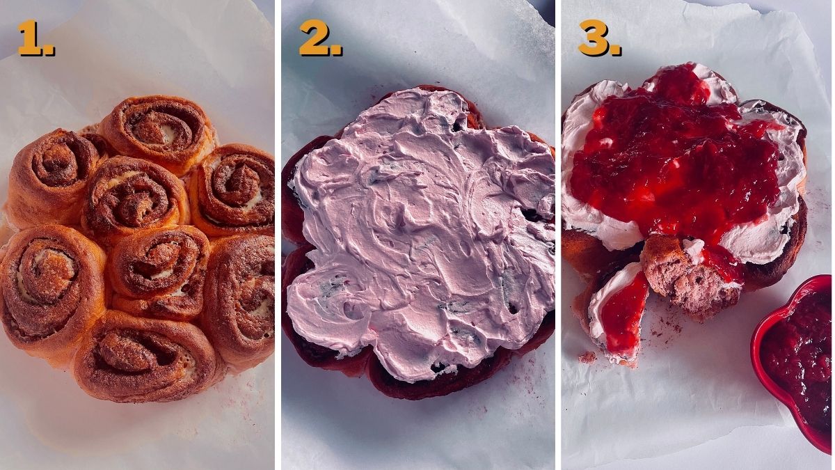 Pink strawberry cinnamon rolls