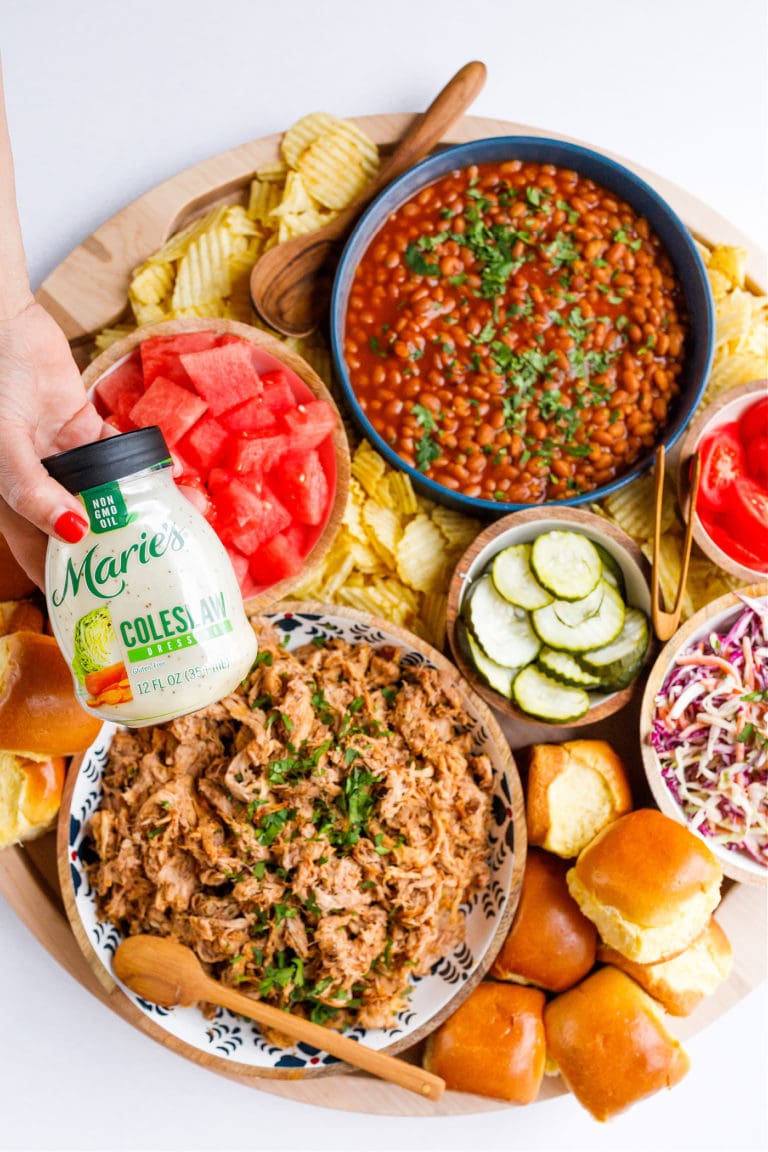 Pork Slider Board holding Maries Coleslaw Dressing 768x1152 1