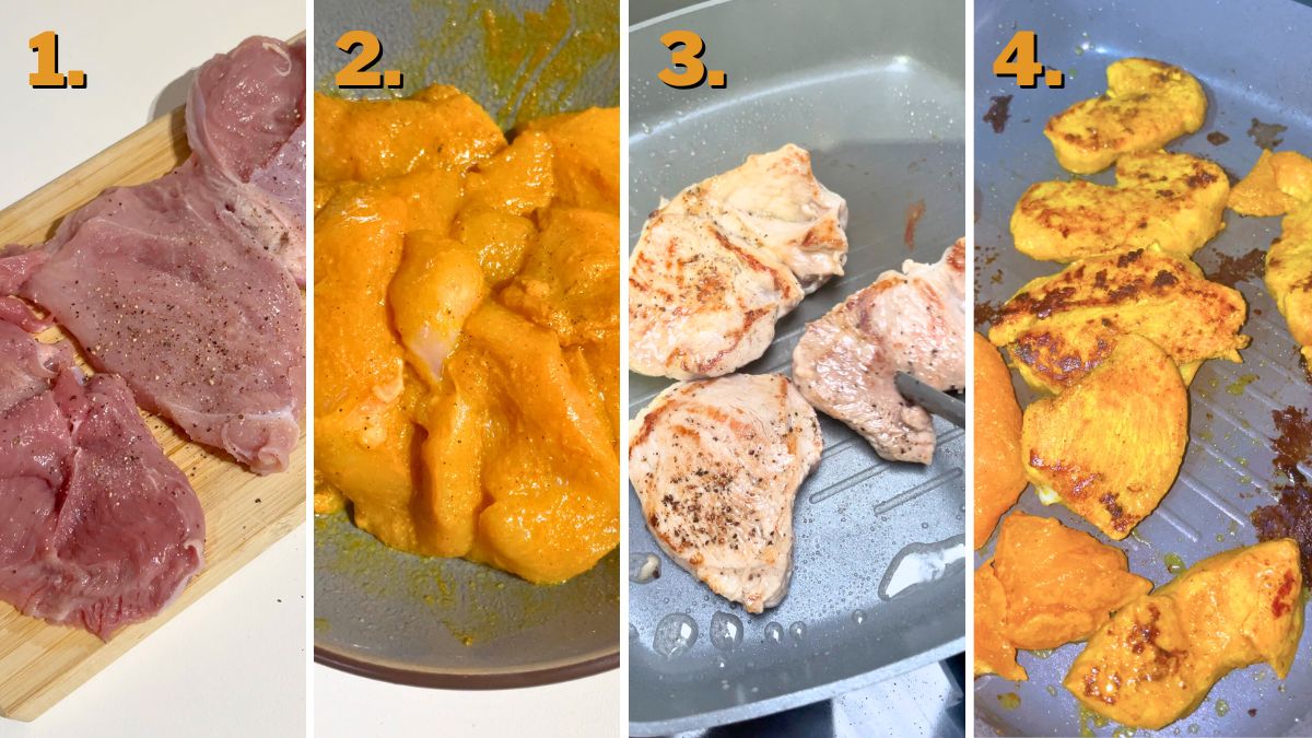 Preparing the Meats for Chicken and Steak Quesadilla