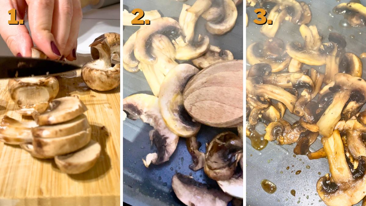 Preparing the Mushrooms for Chicken and Steak Quesadilla