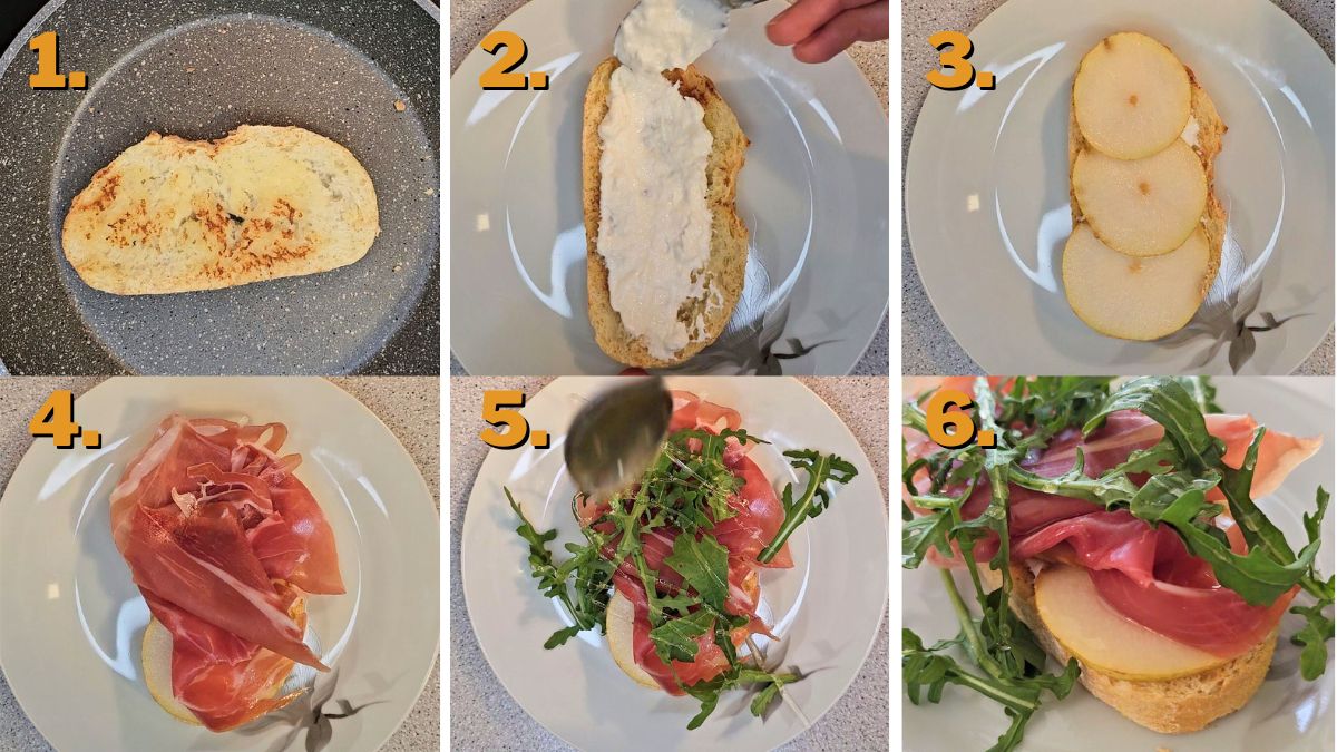 Prosciutto Sandwich with Stracciatella in making