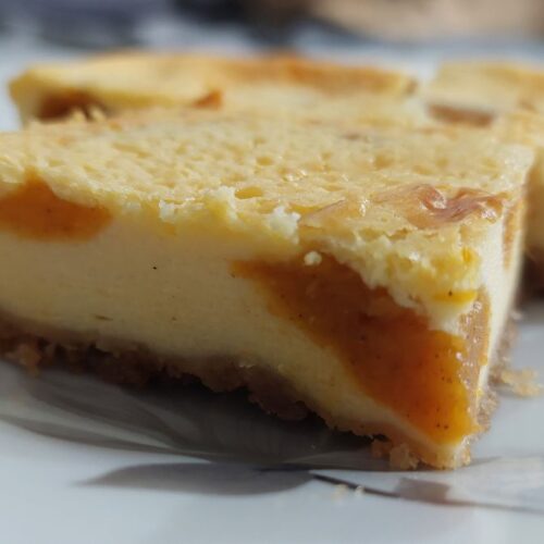 Pumpkin Cheesecake Bars with Shortbread Crust