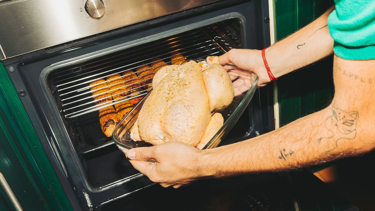 Putting a HoneyBaked Turkey into the Oven