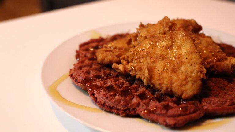Red Velvet Waffles and Chicken