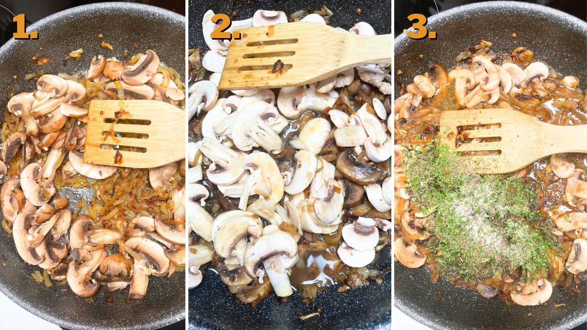 Sauteeing Mushrooms for Caramelized Onion and Mushroom