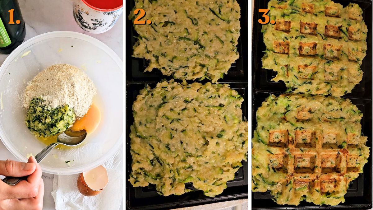 Savory Zucchini Waffles in making