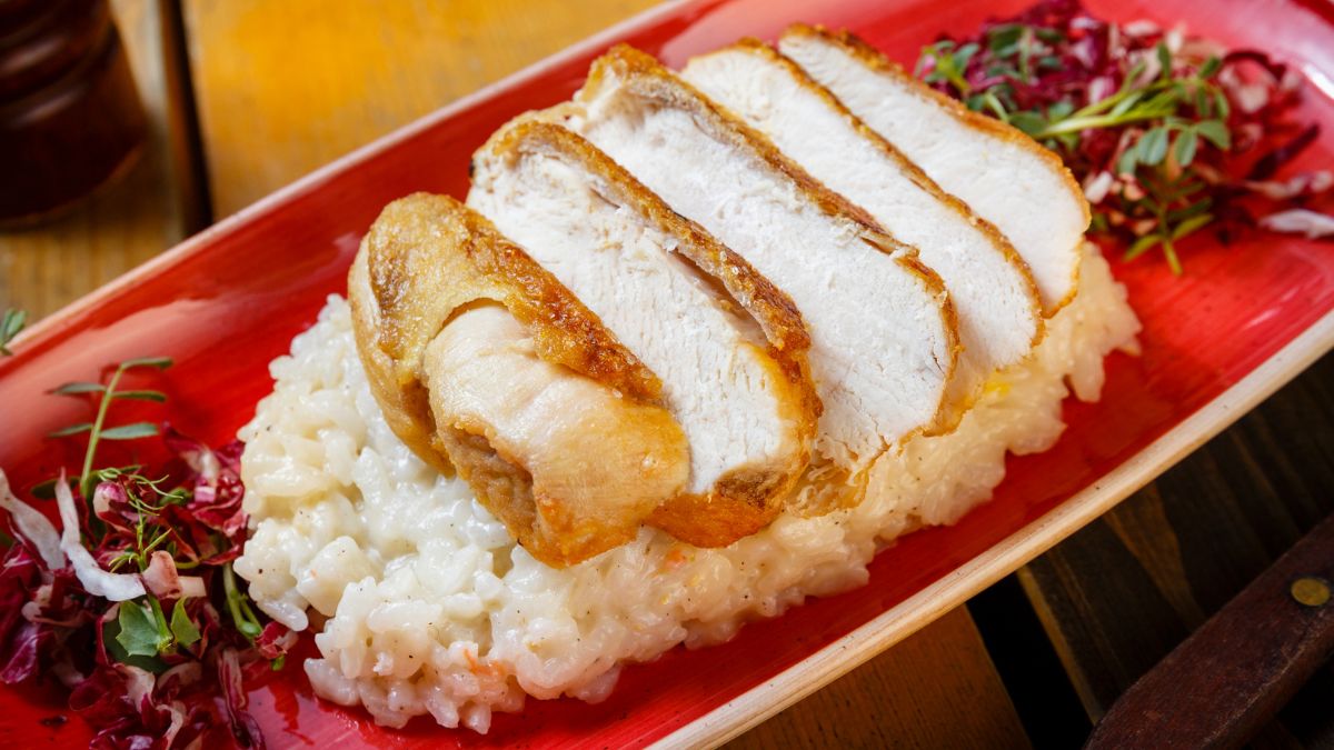 Shady Brook Farms Turkey Breast Tenderloins Served over Creamy Rice