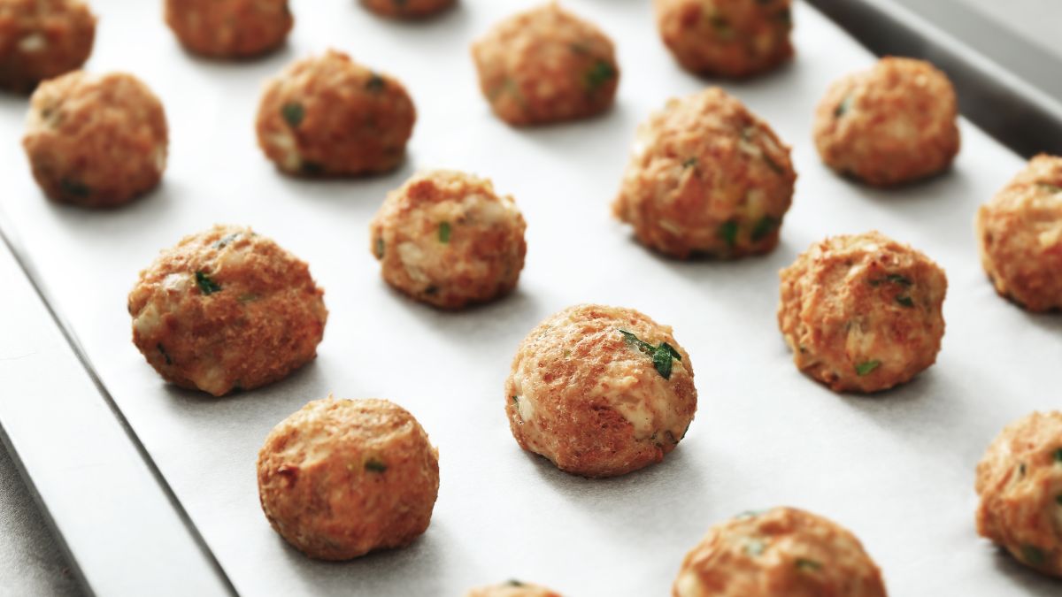 Shady Brook Farms Turkey Meatballs on a Baking Tray