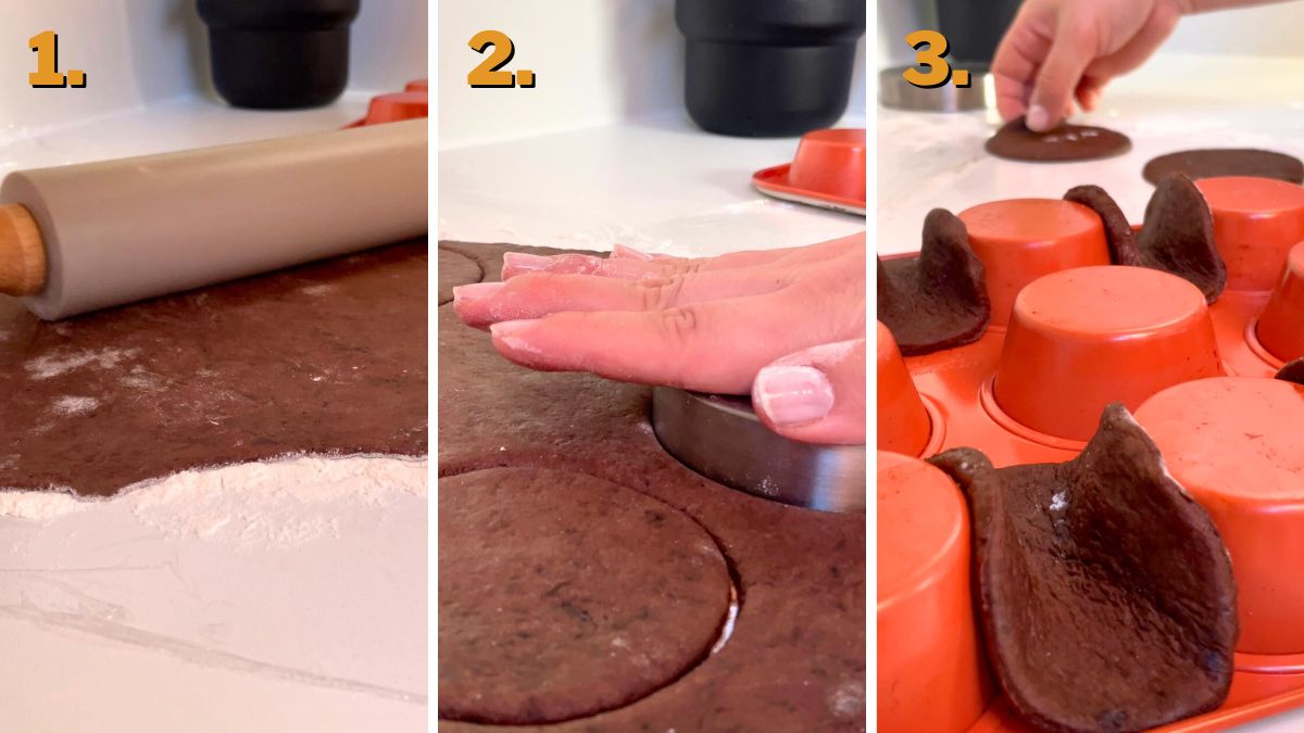 Shaping the Tacos for Oreo Cheesecake Tacos