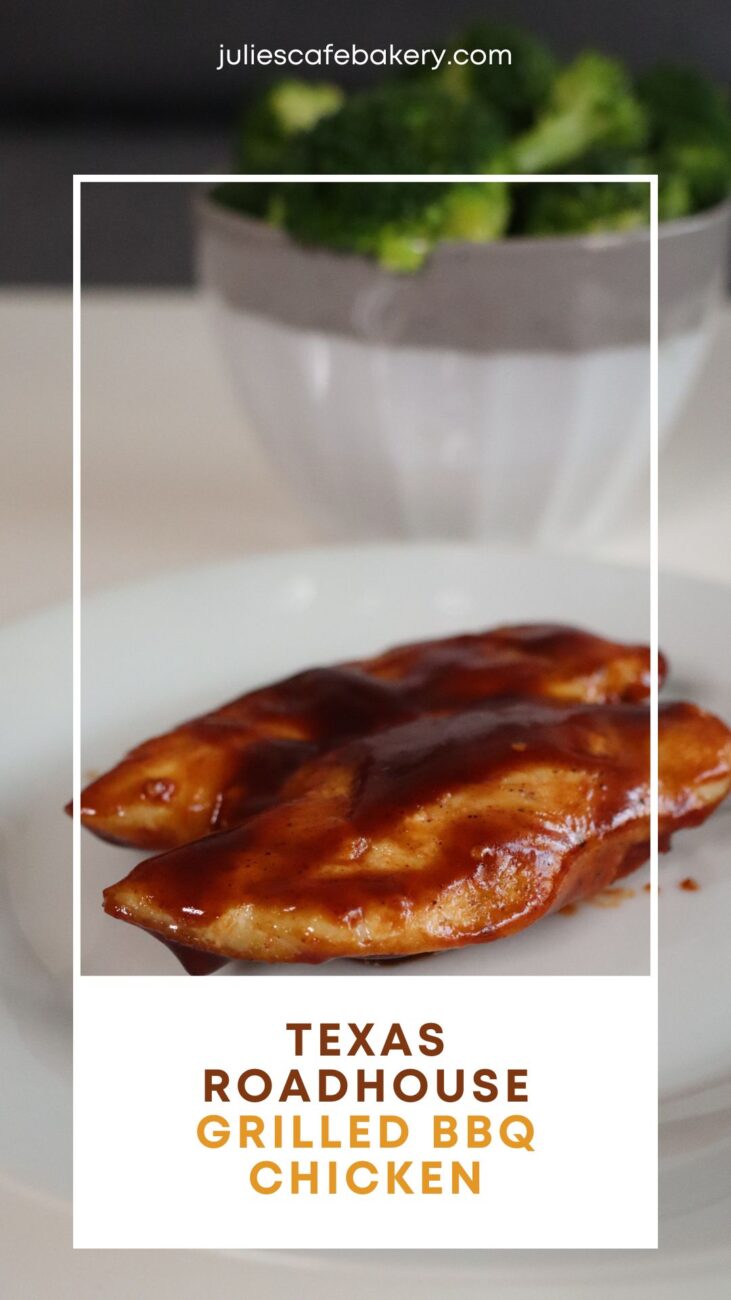 Texas Roadhouse Grilled BBQ Chicken copycat served on white plate