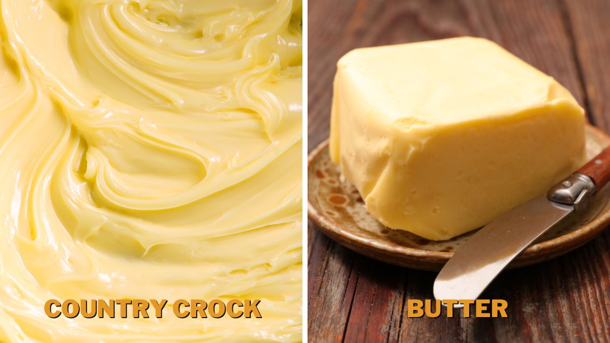 The texture of Country Crock on the left and the texture of butter on the right