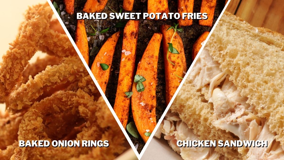 What to Serve with BLT Salad Onion Rings, Sweet Potato Fries, Chicken Sandwich