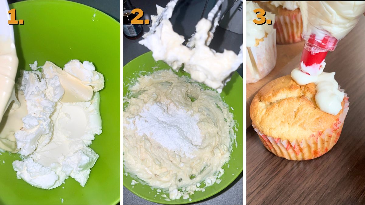 Whipping the Frosting for Heavenly White Chocolate Cupcakes