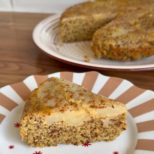 almond upside down peach cake healthy