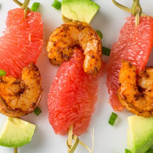 blackened shrimp grapefruit skewers