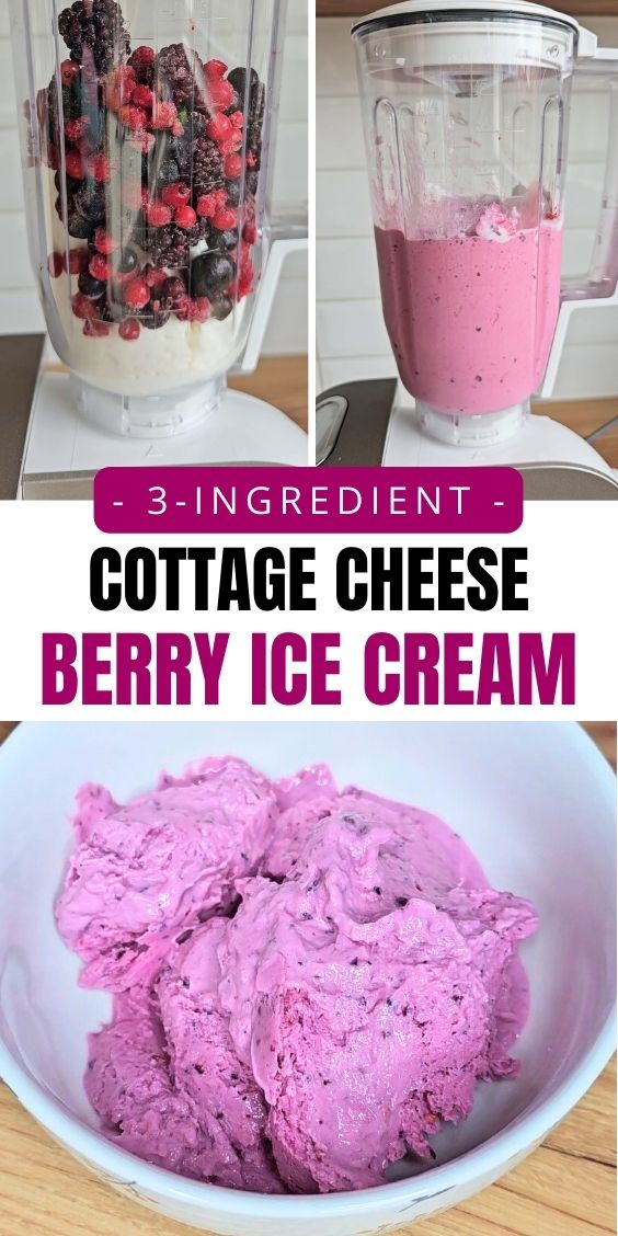 blender 3 ingredient healthy cottage cheese berry ice cream