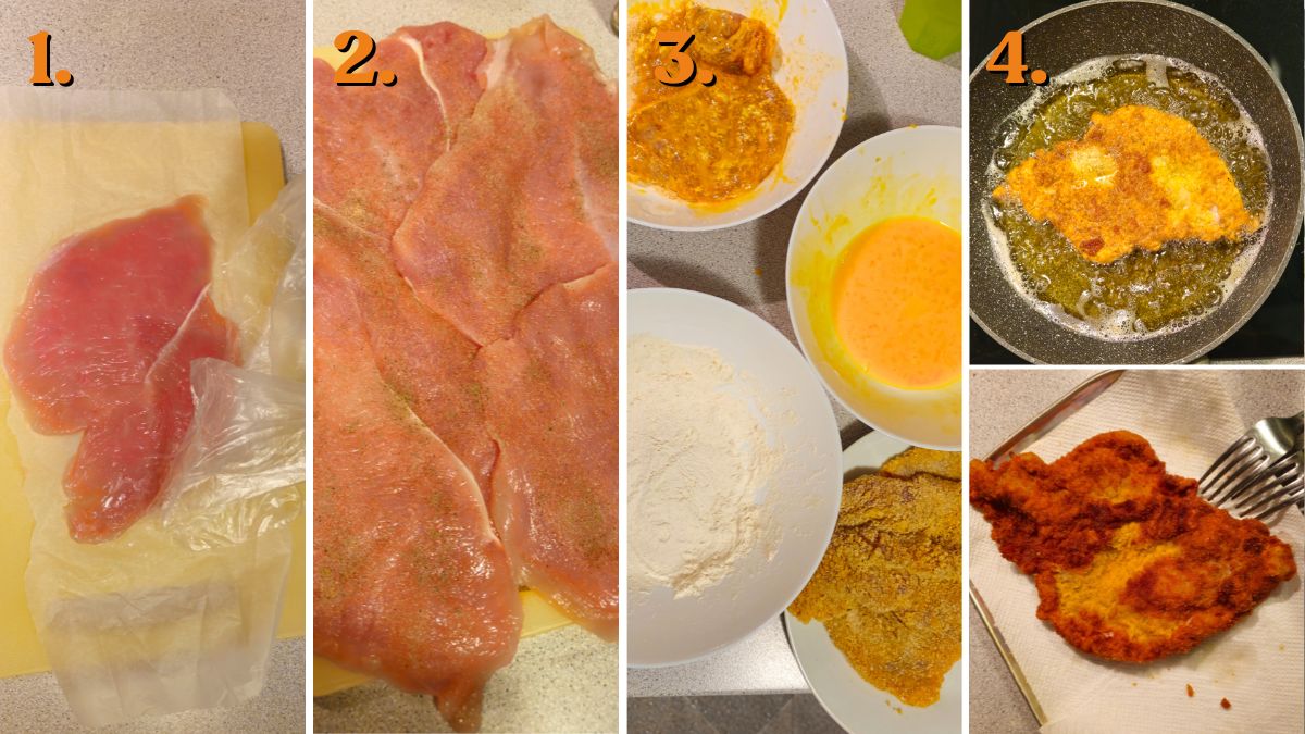 breading turkey breast schnitzel