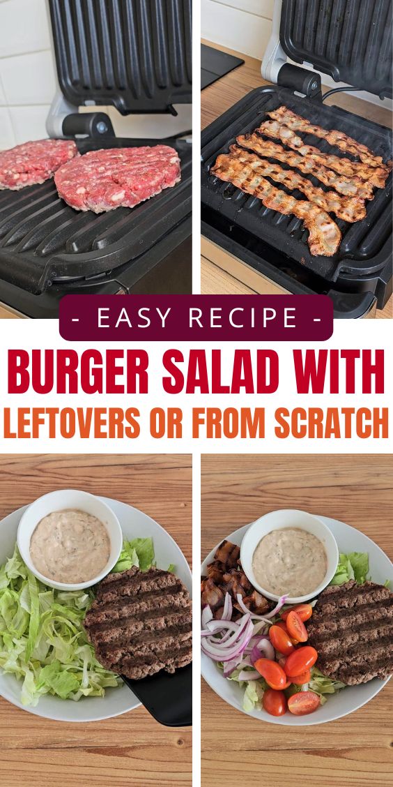 burger salad with leftovers or from scratch