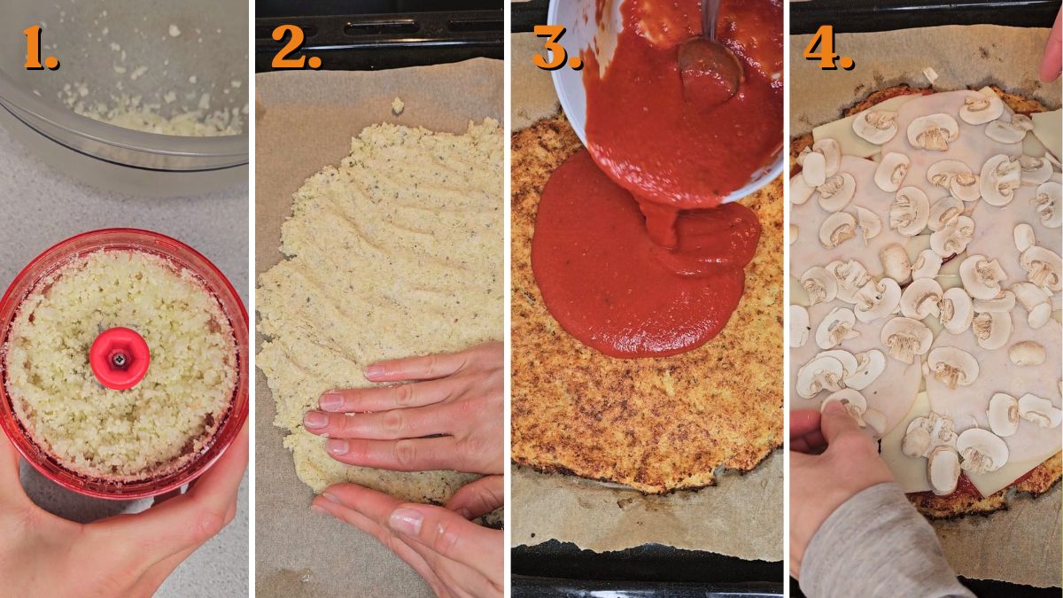 cauliflower pizza in making