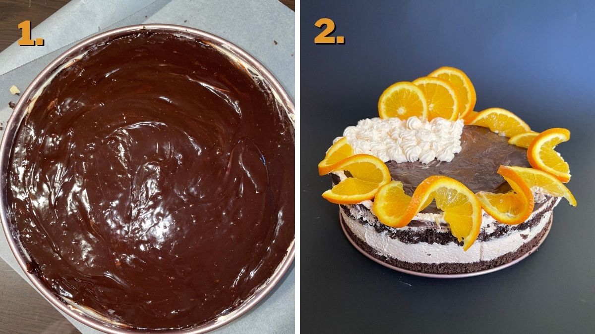 chocolate cake with orange frosting