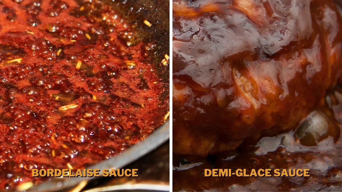 close ups of bordelaise and demi glace