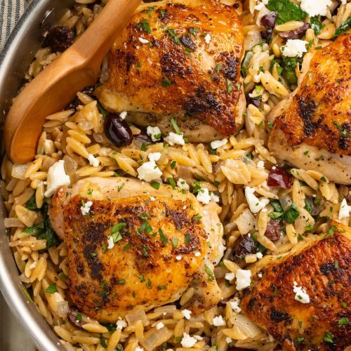 greek chicken orzo skillet 1
