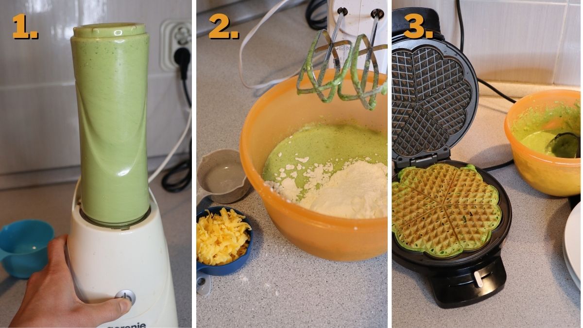 green spinach waffles