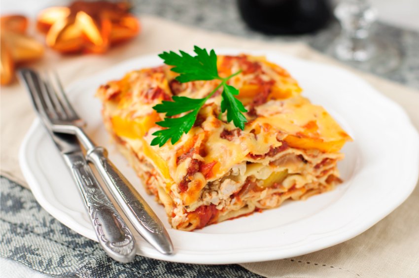 ground chicken and pumpkin lasagna