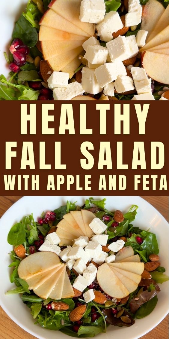 healthy fall salad with apple and feta and almonds