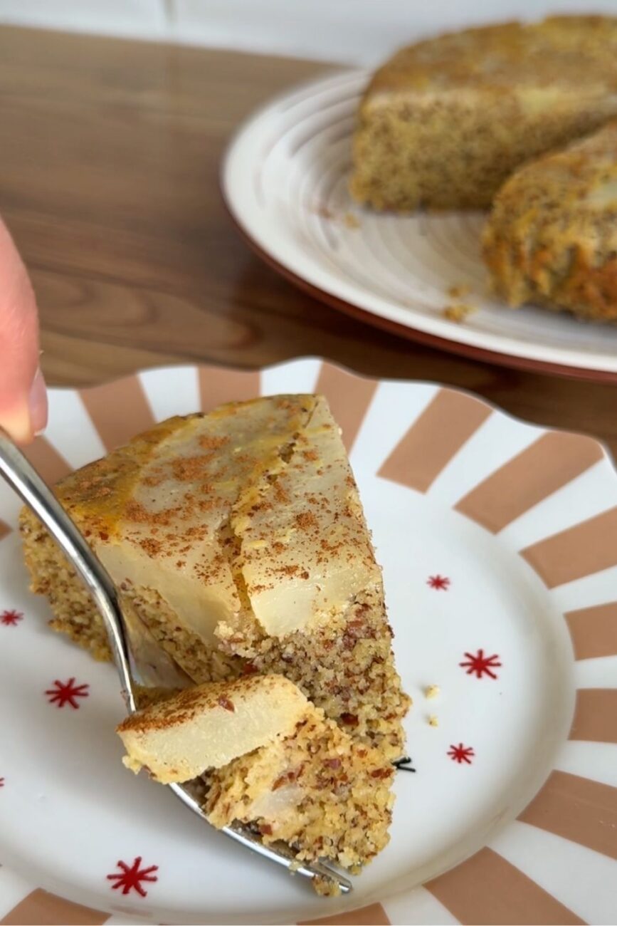 healthy gluten free almond peach cake