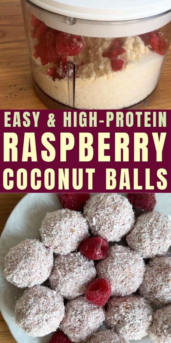 healthy gluten free raspberry coconut protein balls