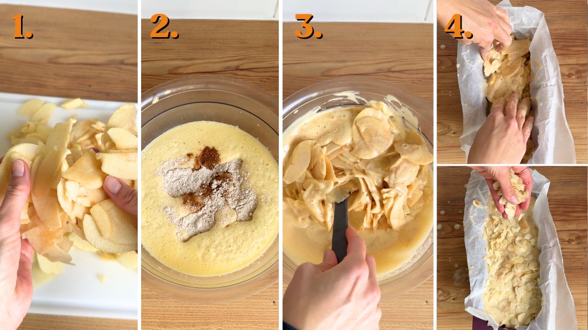 healthy invisible apple cake step by step