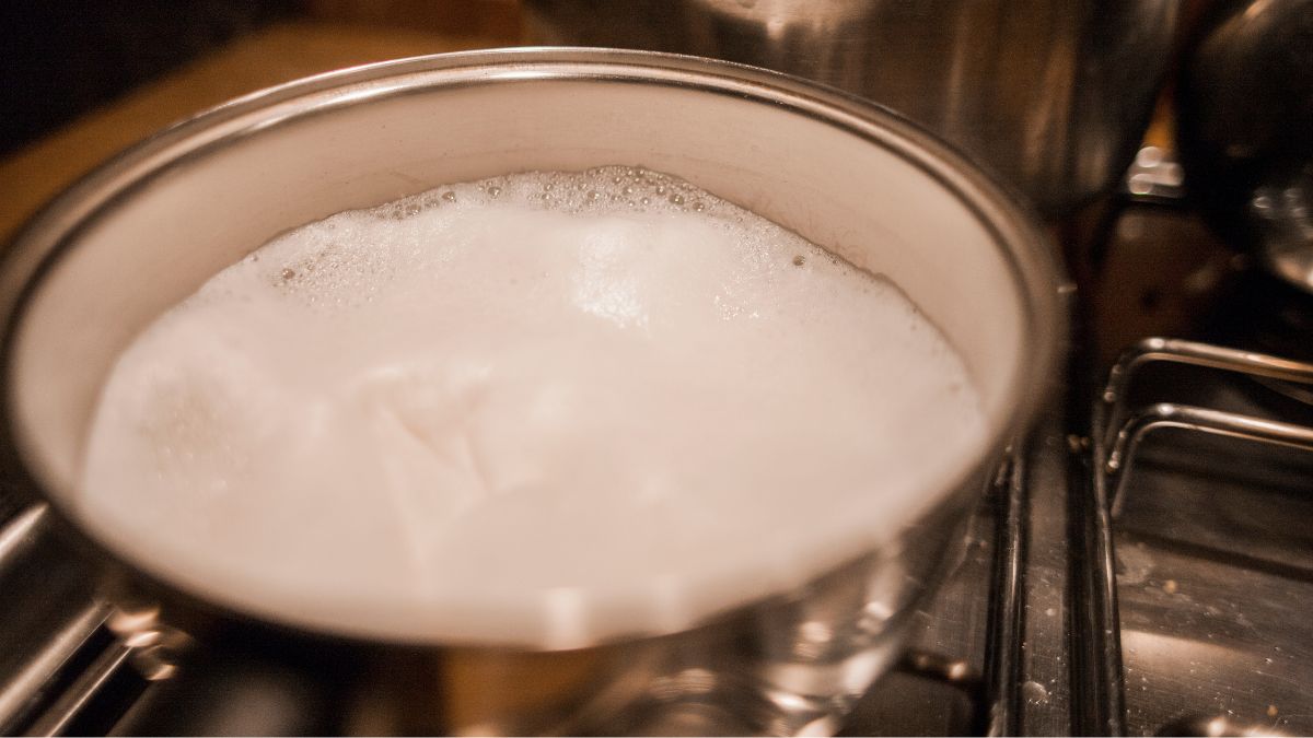 heating up almond milk