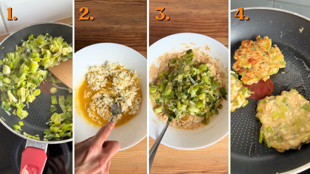 how to make cheesy leek fritters