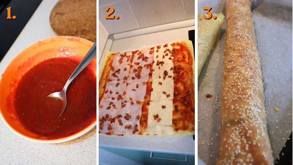 how to make pizza rolls from phyllo dough