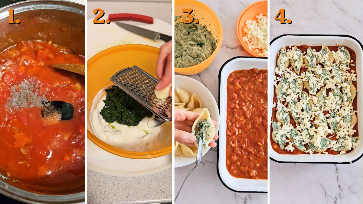 how to make spinach and ricotta stuffed shells