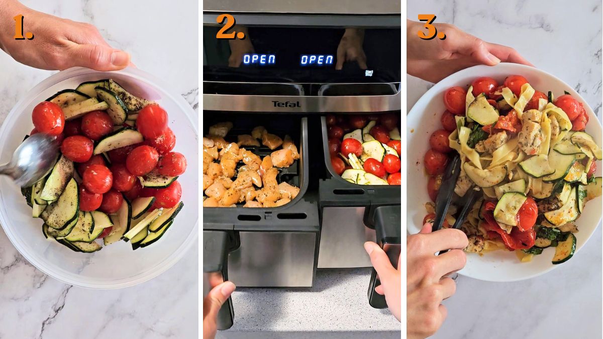 Air Fryer Chicken and Cherry Tomato Pasta