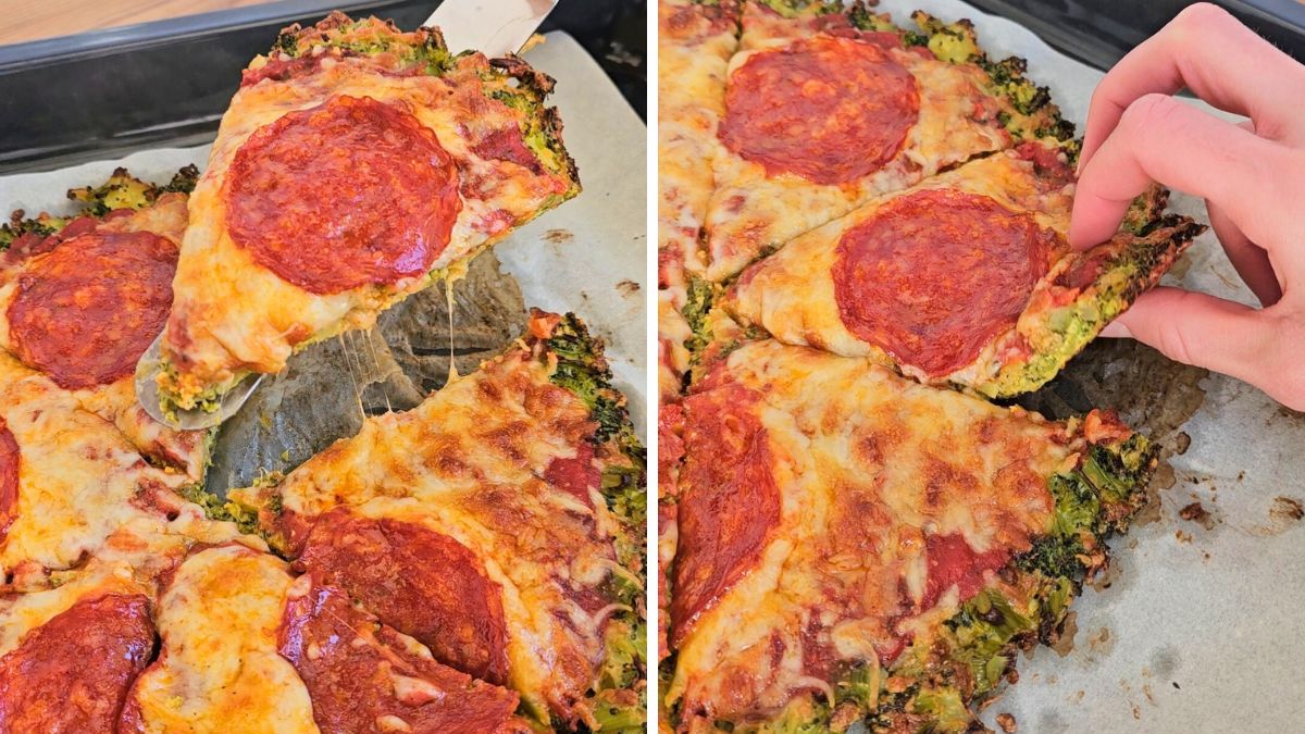 low carb broccoli crust pizza